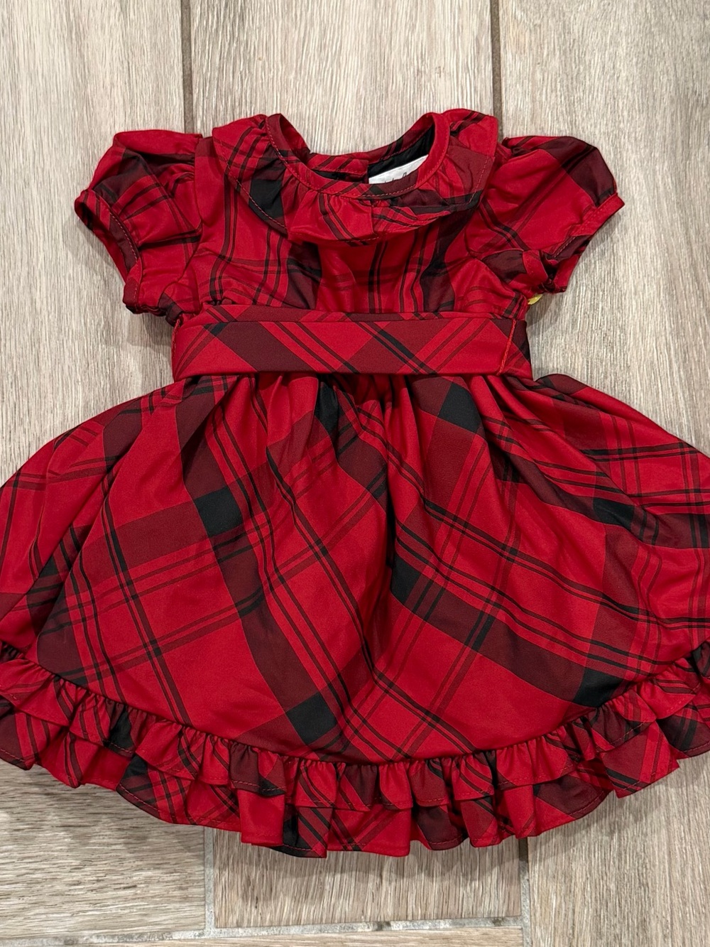 Ralph Lauren Baby Red Plaid Ruffled Holiday Dress for baby girl